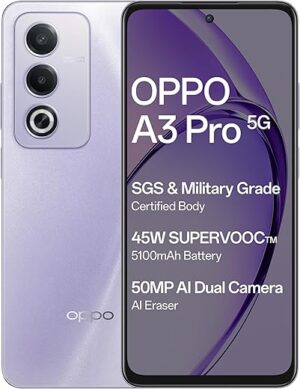 OPPO A3 Pro 5G (Moonlight Purple, 8GB RAM, 256GB Storage)|6.67” HD+ 120Hz Refresh Rate Screen | 45W SUPERVOOC|with No Cost EMI/Additional Exchange Offers