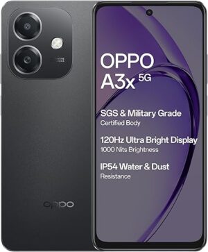 OPPO A3X 5G (Sparkle Black, 4GB RAM, 128GB Storage)|6.67” HD+ 120Hz Refresh Rate Screen | 45W SUPERVOOC|with No Cost EMI/Additional Exchange Offers