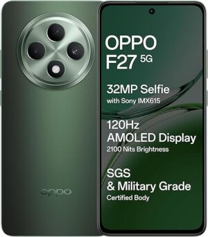 OPPO F27 5G (Emerald Green, 8GB RAM, 256GB Storage) | 6.67" FHD+ AMOLED Display|32MP Sony IMX615 Selfie Camera |AI Portrait Expert| 45W SUPERVOOC| with No Cost EMI/Additional...